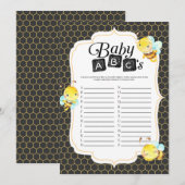 Bee Baby shower Baby ABC's Game Kaart (Voorkant / Achterkant)