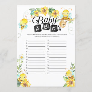 Bee baby shower baby ABC's spel Kaart