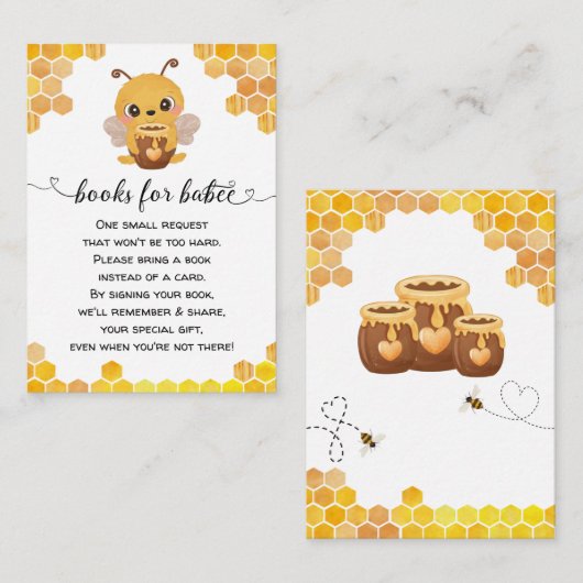 Bee Baby shower Book Request Honeycombi Neutraal Informatiekaartje (Voorkant / Achterkant)