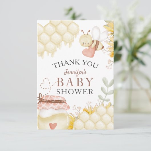 Bee Baby shower Dank u kaarten (Staand voorkant)