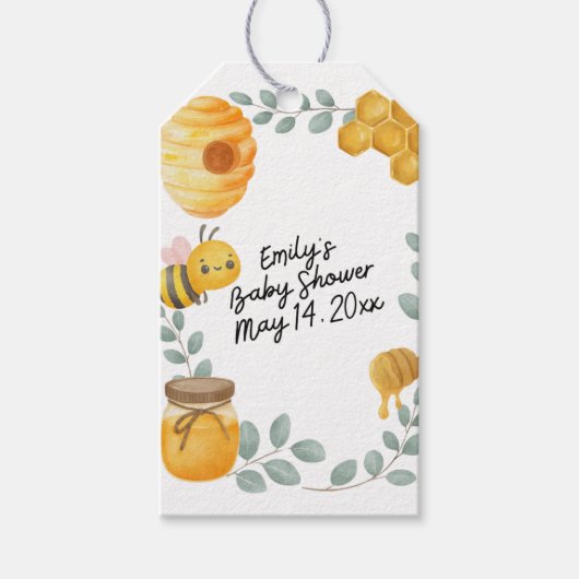 Bee Baby Shower Favor Bag Cadeaulabel (Voorkant)
