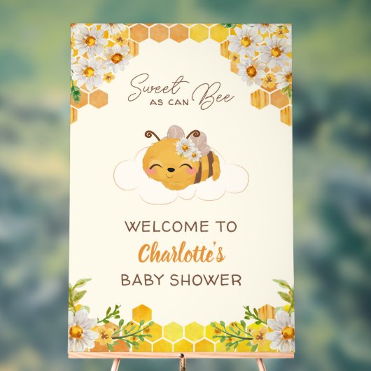 Bee Baby shower Floral Honeypeb Bienvenue (Neutre)