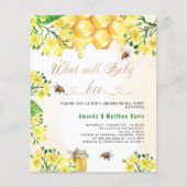 Bee Baby shower geel budget gender onthullen ouder (Voorkant)