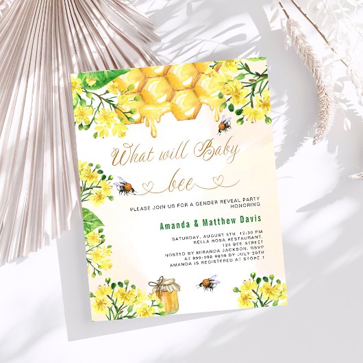 Bee Baby shower geel budget gender onthullen ouder