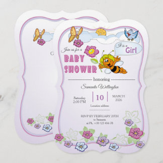 Bee Baby Shower Invitation for Girl  Kaart