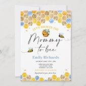 Bee Baby shower Invitation Maman Bleue À Être (Devant)