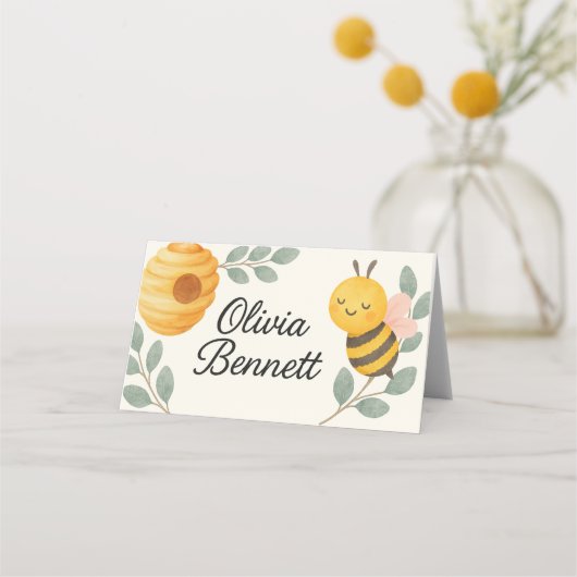 Bee Baby Shower Place Card (Voorkant)