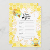 Bee Baby shower Prijs Spel Kaart (Voorkant / Achterkant)