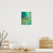 Bee Balm Roze Waterverf Bloem Tuin Poster (Keuken)