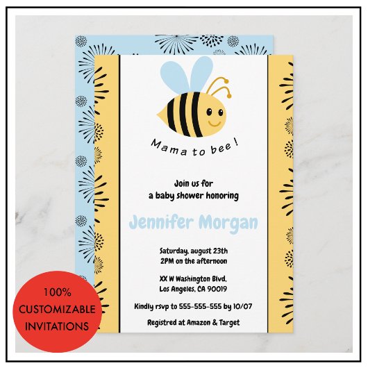 Bee bébé douche invitations maman à bee Bumblebee