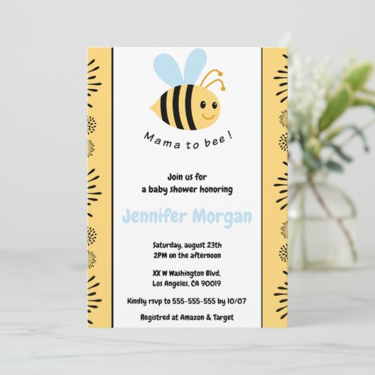 Bee bébé douche invitations maman à bee Bumblebee (Debout devant)