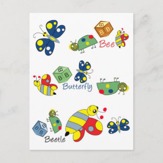 Bee Beetle Butterfly.jpg Briefkaart