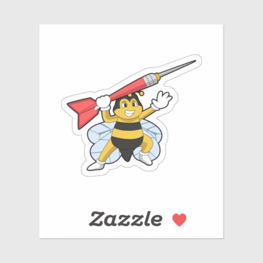 Bee bij Darts met Dart.PNG Sticker (Vel)