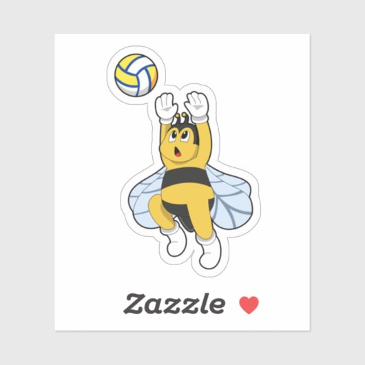 Bee bij volleybalsport sticker (Vel)