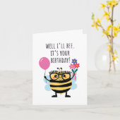 Bee Birthday Card - "Well I'll Bee" Kaart (Gele Bloem)