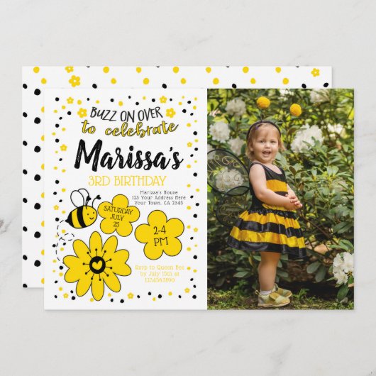 Bee Birthday Kaart (Voorkant / Achterkant)