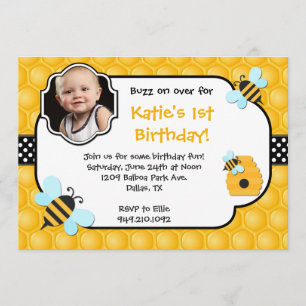 Bee Birthday Party Kaart