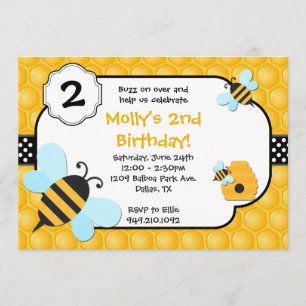 Bee Birthday Party Kaart