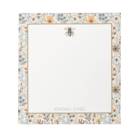 Bee Blue Wildflower Custom Notitieblok (Voorkant)