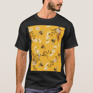 Bee & Butterfly: geborduurde bloemkunst T-shirt