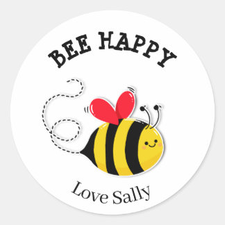 Bee Button badge Bee Happy Ronde Sticker