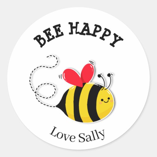 Bee Button badge Bee Happy Ronde Sticker (Voorkant)