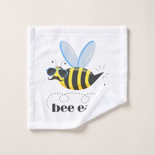 Bee caractère avec mustache lunettes de soleil Bee (Gant de toilette)