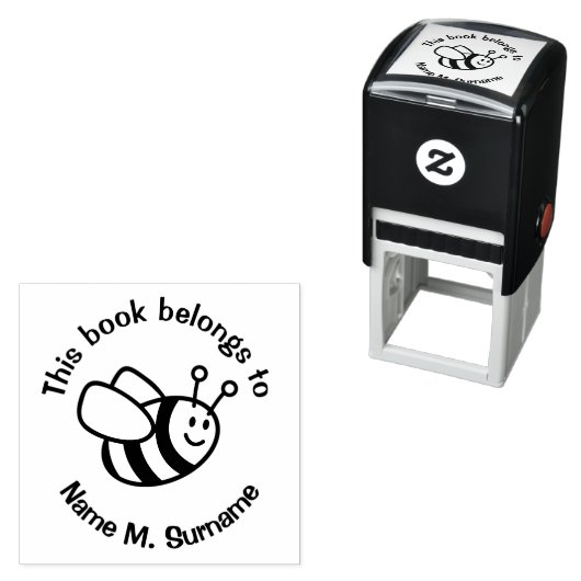 Bee Cartoon Bookplate Stempel (In situ)