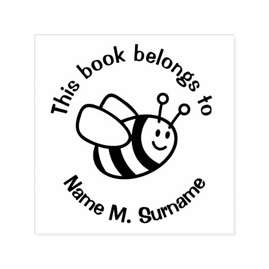 Bee Cartoon Bookplate Stempel (Design)