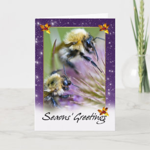 Bee Christmas Kaart - Honingbijen op wilde flora