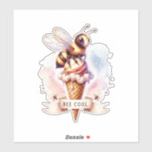 Bee Cool- Bee on Ice Cream Cone Sticker (Vel)
