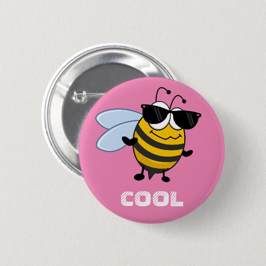 Bee Cool | Funny Trendy Bee Ronde Button 5,7 Cm (Voorkant /achterkant)