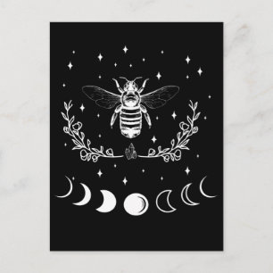 Bee Crescent Moon Witchcraft Wicca Gothic Insect Briefkaart