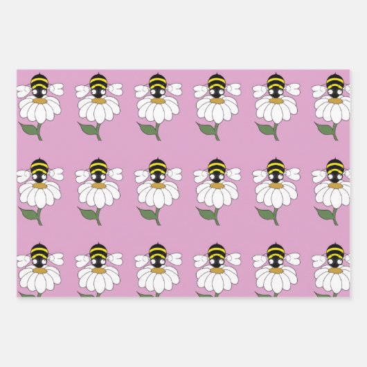 Bee Daisy Wrapping Paper (Set van 3) (Voorkant 3)