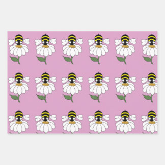 Bee Daisy Wrapping Paper (Set van 3)