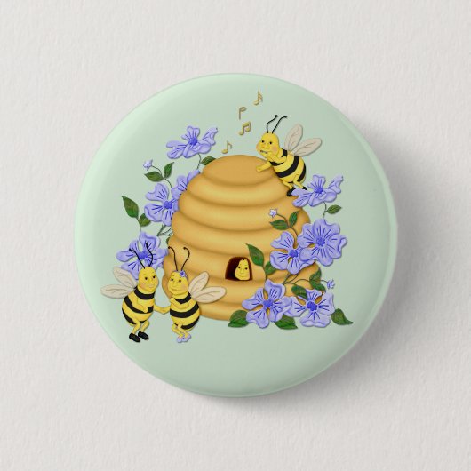 Bee Dance Ronde Button 5,7 Cm (Voorkant)