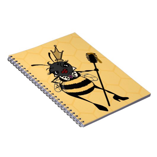 BEE DE LA REINE CUTE AVEC CARNET SPIRAL HONEYCOMB (Côté Droit)