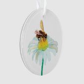 Bee de miel sur une fleur blanche (devant)