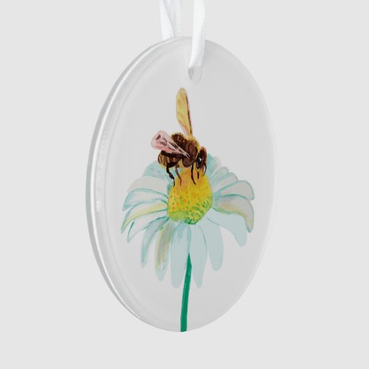 Bee de miel sur une fleur blanche (devant)