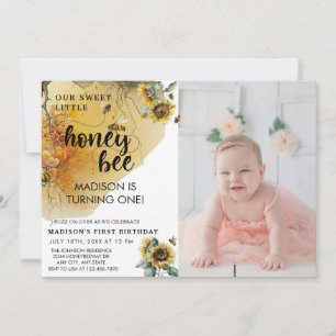 Bee de tournesol Photo Invitation Anniversaire