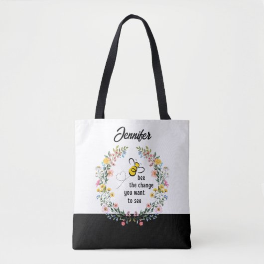 Bee de Verandering Gepersonaliseerde Canvas tas (Voorkant)