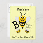 Bee Design Baby shower Bedankt Briefkaart (Voorkant / Achterkant)