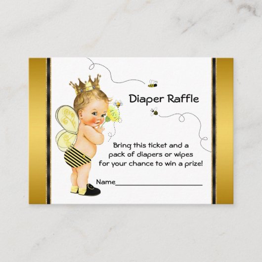 Bee Diaper Raffle Ticket Informatiekaartje (Voorkant)