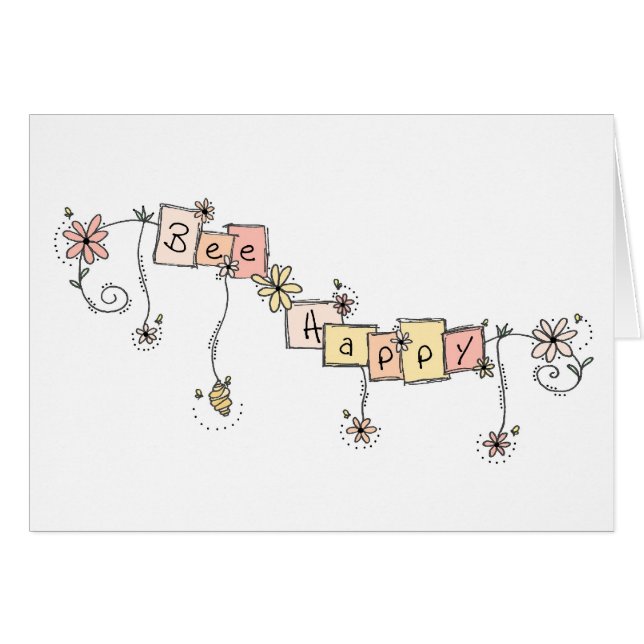 Bee Doodles, "Bee Happy"-kaart (Voorkant Horizontaal)