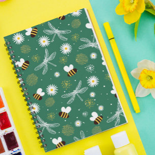 Bee, Dragonfly and Flower Spiral Notebook Notitieboek