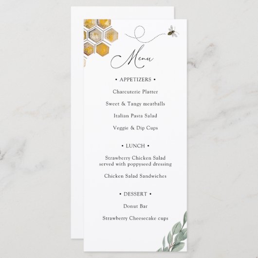 Bee- en Eucalyptusmenu Menu (Voorkant / Achterkant)