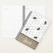 Bee en Honeycomb Faux Burlap | Monogram Planner (Display)