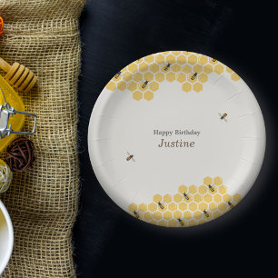 Bee- en Honeycomb-patroon Papieren Bordje