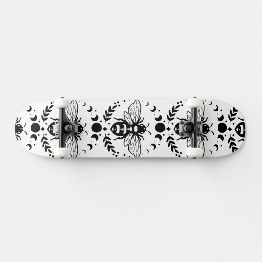 Bee en Moon Zwart-wit Skateboard (Horizontaal)