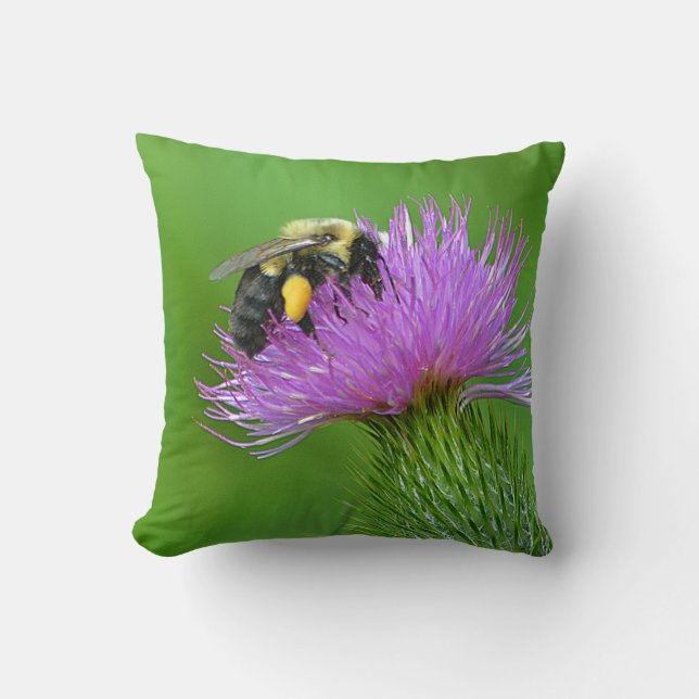 Bee en Thistle Pillow Kussen (Voorkant)